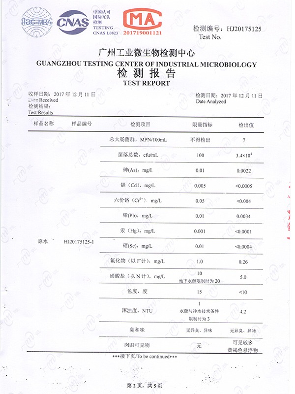 蓝绿清-原水检测报告